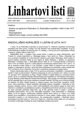 Radovljiško Kopališče V Listini Iz Leta 1417 - Zakladi - Nespregledano - Najbolj Brane Knjige V Prvem Polletju Leta 2002