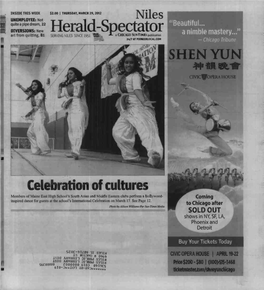 Herald-Spectator a Ble Mastery..." Art from Quilting, Bi SERVING NILES SINCE 1951 a CHICAGO SUT'ftimes Pubucation 24/7 at PIONEERLOCAL.COM Cago Tribune Shenytj
