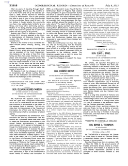 CONGRESSIONAL RECORD— Extensions of Remarks E1016 HON