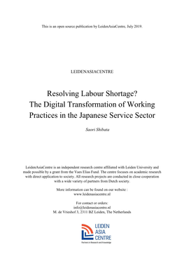 Resolving Labour Shortage? the Digital Transformation of Working Practices in the Japanese Service Sector
