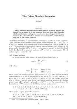 The Prime Number Formulas