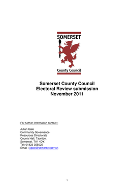 Somerset County Council Electoral Review Submission November 2011