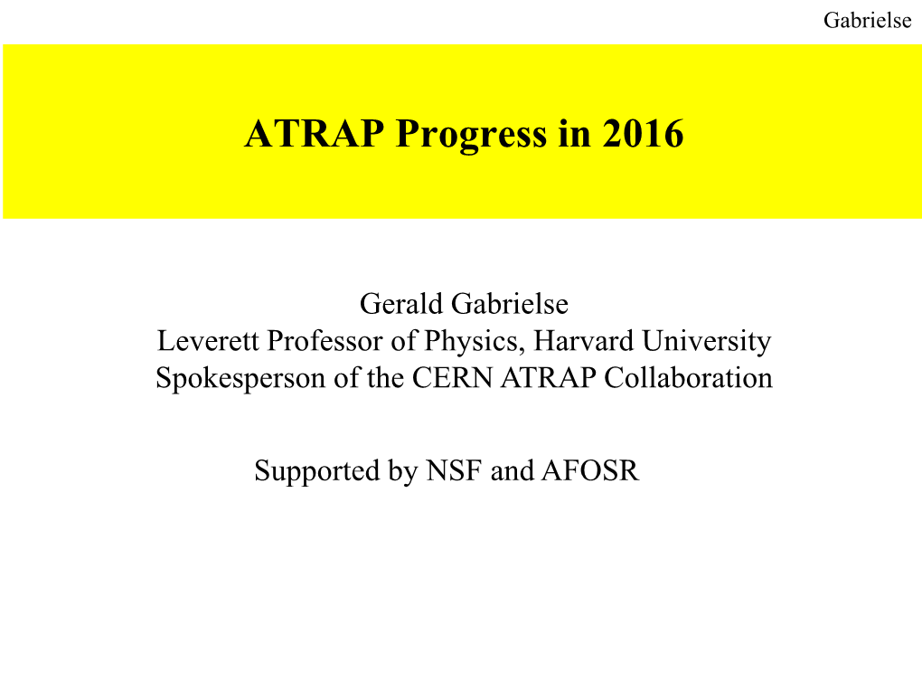 ATRAP Progress in 2016