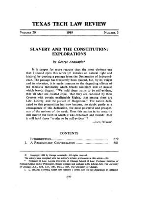 Slavery and the Constitution: Explorations