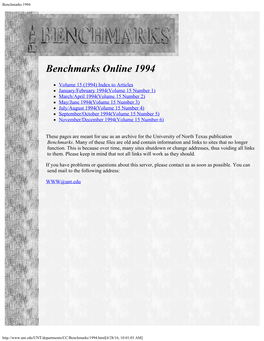 Benchmarks Index, 1994