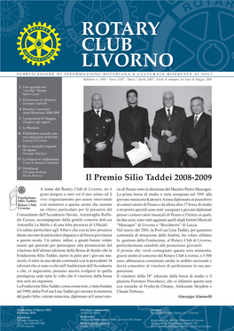 Il Premio Silio Taddei 2008-2009 a Nome Del Rotary Club Di Livorno, Mi È Rio Di Pesaro Sotto La Direzione Del Maestro Pietro Mascagni