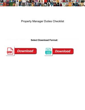 Property Manager Duties Checklist