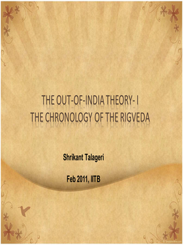 I the Chronology of the Rigveda