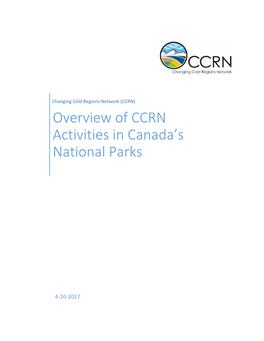 Overview of CCRN Activities in Canada's National Parks
