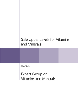Safe Upper Levels for Vitamins and Minerals
