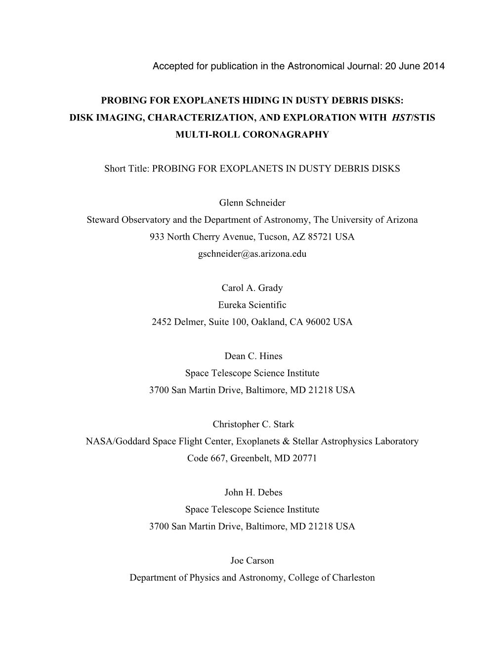 Accepted for Publication in the Astronomical Journal: 20 June 2014