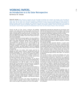WORKING PAPERS. 191 an Introduction to a Xul Solar Retrospective by Patricia M