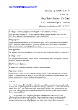 Excalibur Estate, Catford in the London Borough of Lewisham Planning Application No.DC/10/75973