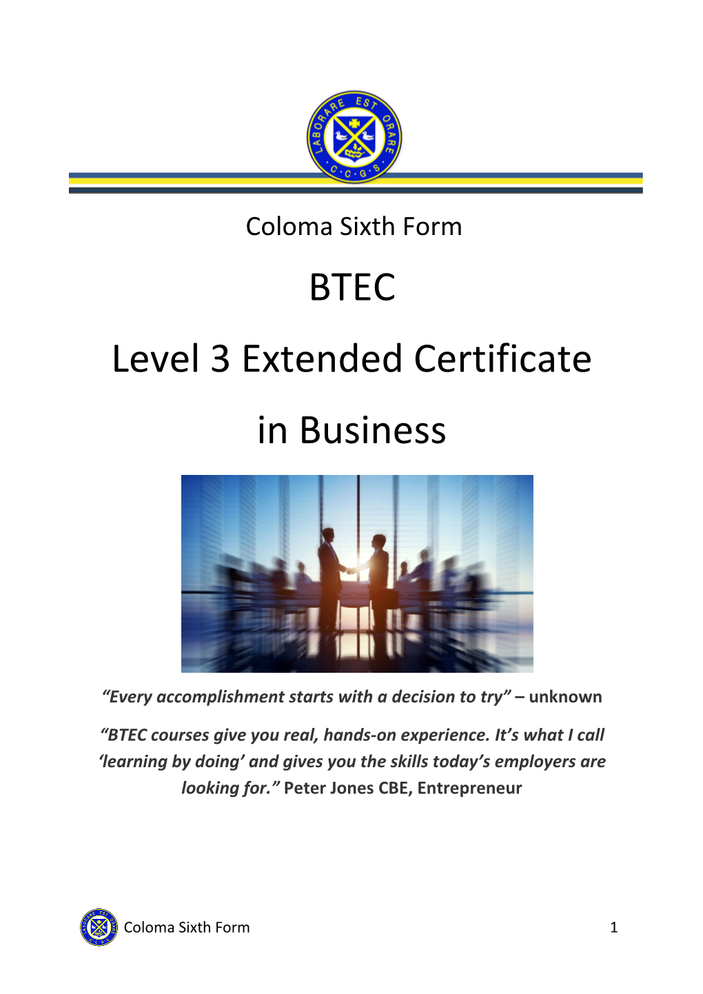 BTEC Level 3 Extended Certificate in Business
