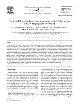 Temporal Diversification of Mesoamerican Cichlid Fishes Across