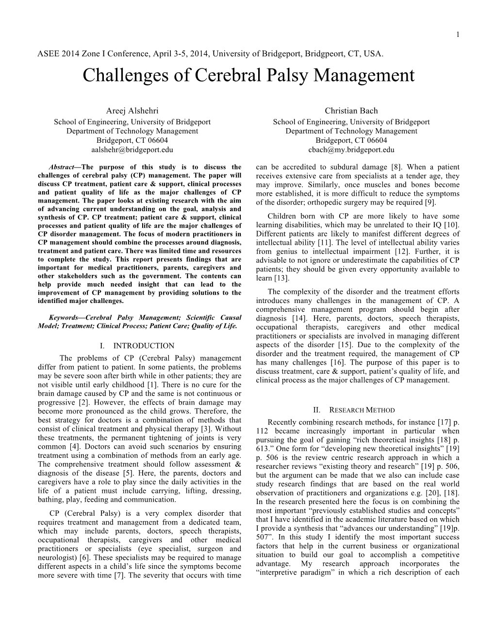 Challenges of Cerebral Palsy Management