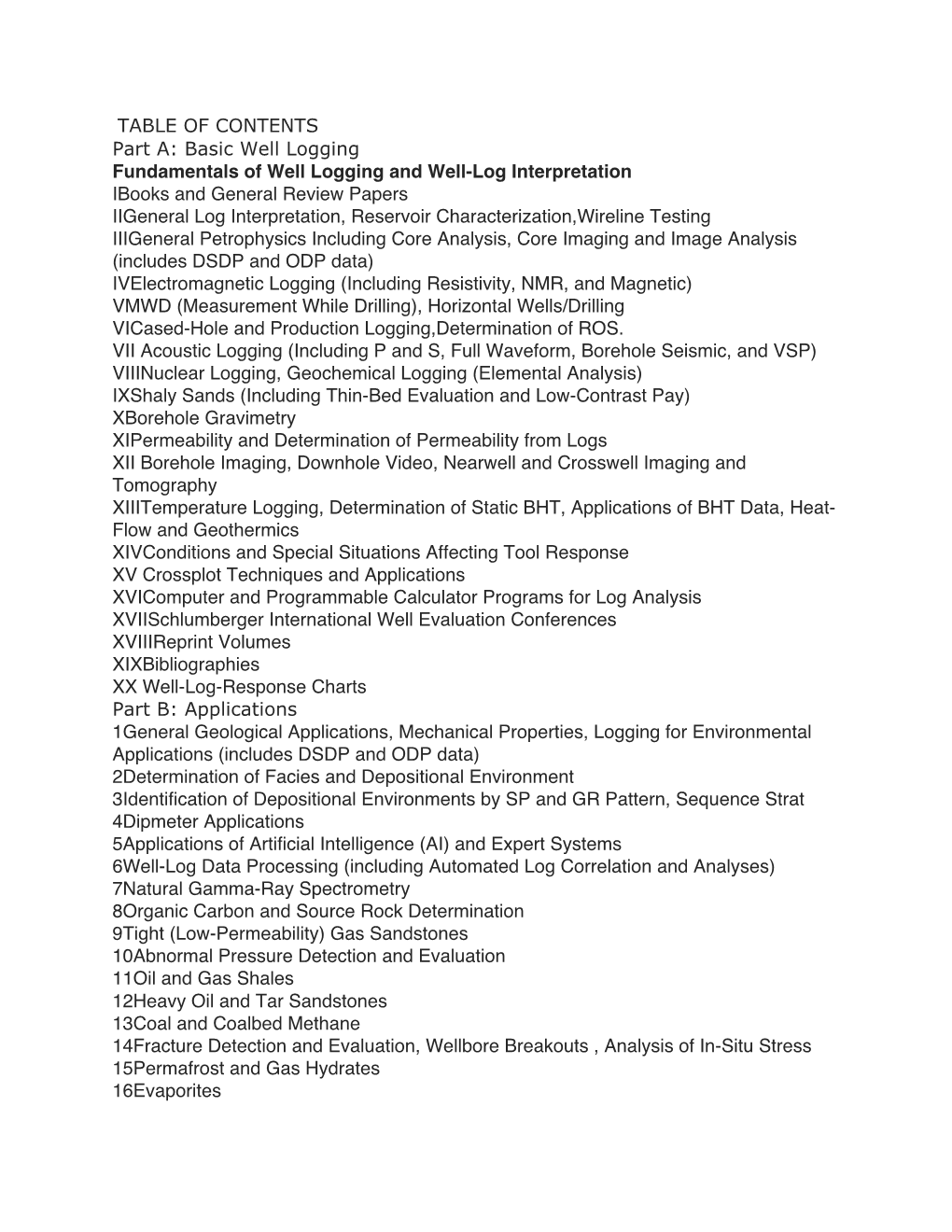 TABLE of CONTENTS Part A: Basic Well Logging