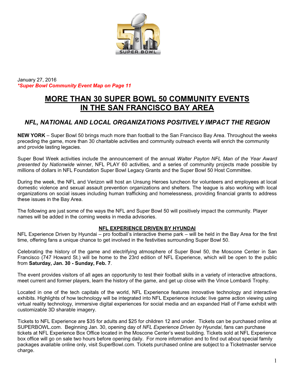 More Than 30 Super Bowl 50 Community Events in the San Francisco Bay Area