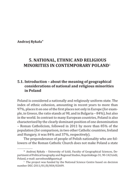 5. National, Ethnic and Religious Minorities in Contemporary Poland11