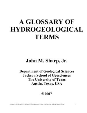 A Glossary of Hydrogeological Terms