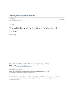 Trans-Phobia and the Relational Production of Gender Elaine Craig