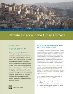 Climate Finance in the Urban Context