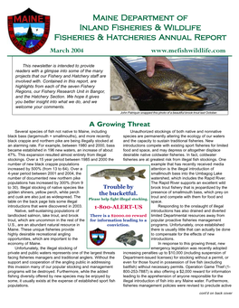 Fisheries & Hatcheries Research and Management Report, 2003