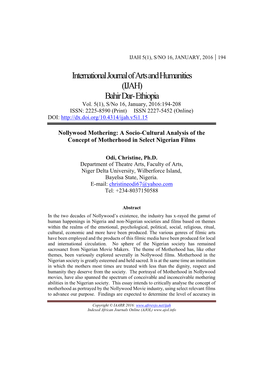 International Journal of Arts and Humanities (IJAH) Bahir Dar- Ethiopia Vol
