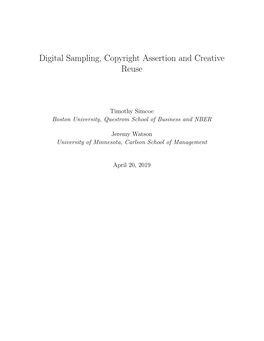 Digital Sampling, Copyright Assertion and Creative Reuse