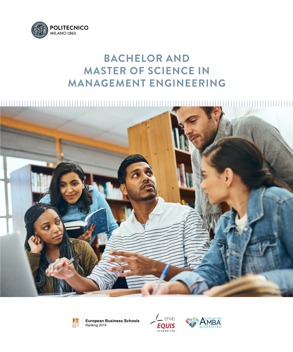 Bachelor and Master of Science in Management Engineering Politecnico Di Milano