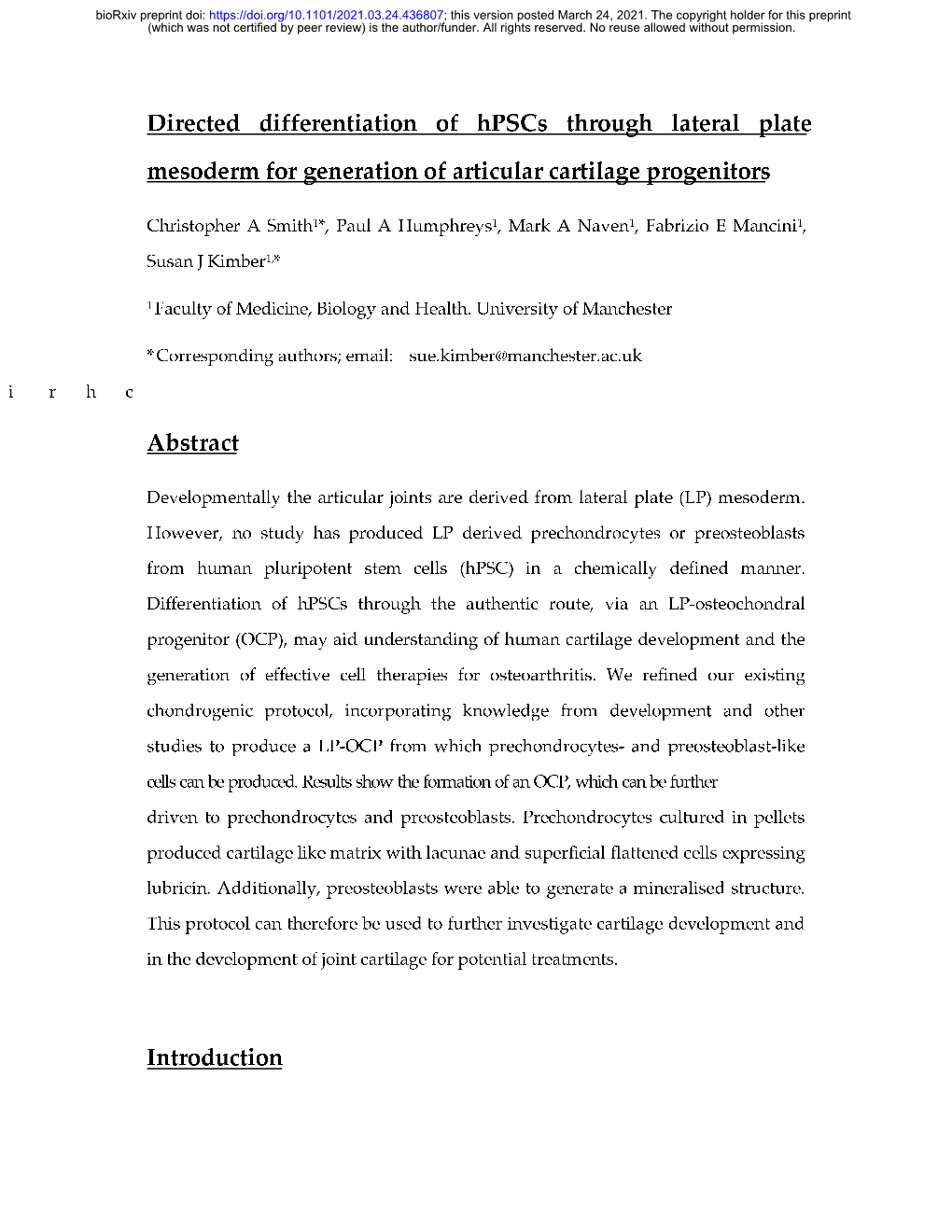 Directed Differentiation of Hpscs Through Lateral Plate Mesoderm For