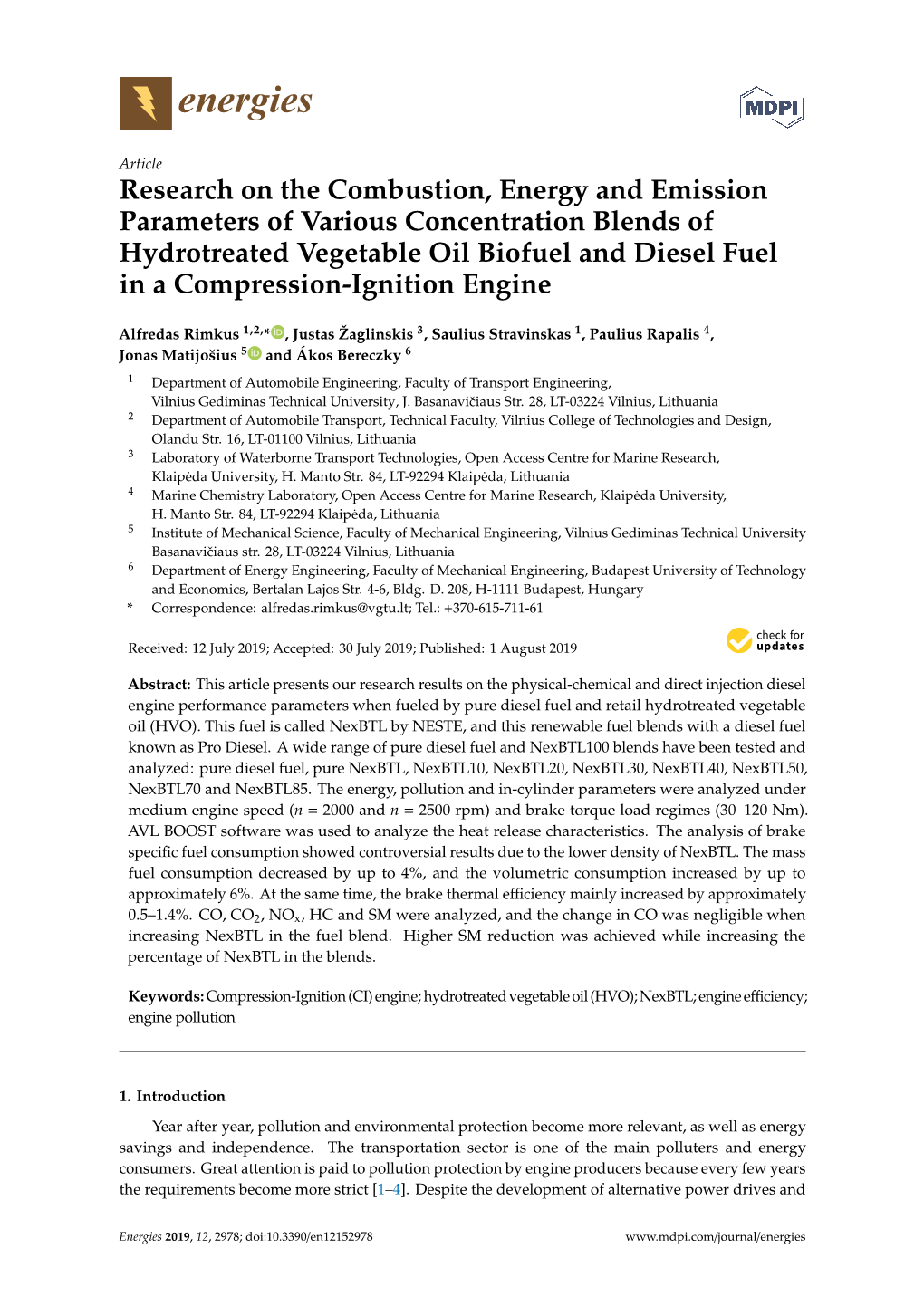 Research on the Combustion, Energy and Emission Parameters Of