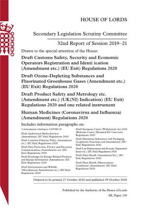 House of Lords Secondary Legislation Scrutiny Committee