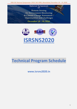 Technical Program Schedule