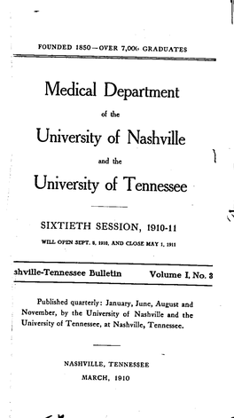 Medical Department University of Nashville