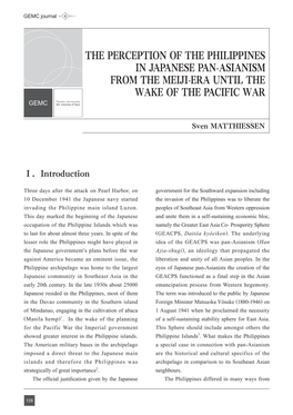 The Perception of the Philippines in Japanese Pan-Asianism from the Meiji-Era Until the Wake of the Pacific War
