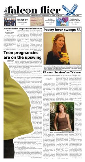 Teen Pregnancies Are on the Upswing Emily Zigman Every Year in America There Are an Estimated 750,000 Teen Preg- Assistant Editor Nancies
