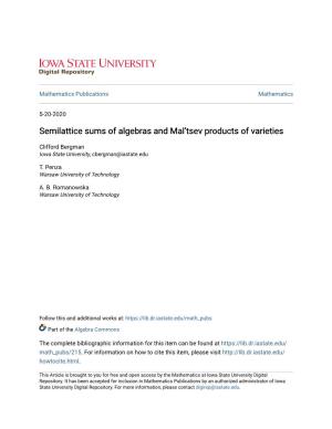 Semilattice Sums of Algebras and Mal'tsev Products of Varieties
