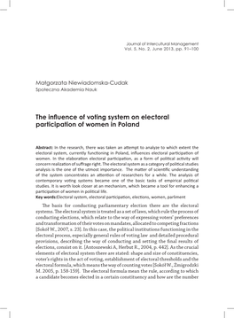 The Influence of Voting System on Electoral Participation of Women in Poland