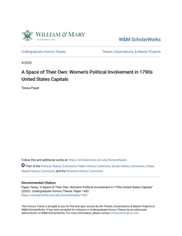 Women's Political Involvement in 1790S United States Capitals