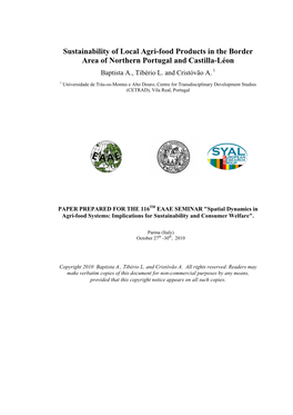 Sustainability of Local Agri-Food Products in the Border Area of Northern Portugal and Castilla-Léon Baptista A., Tibério L