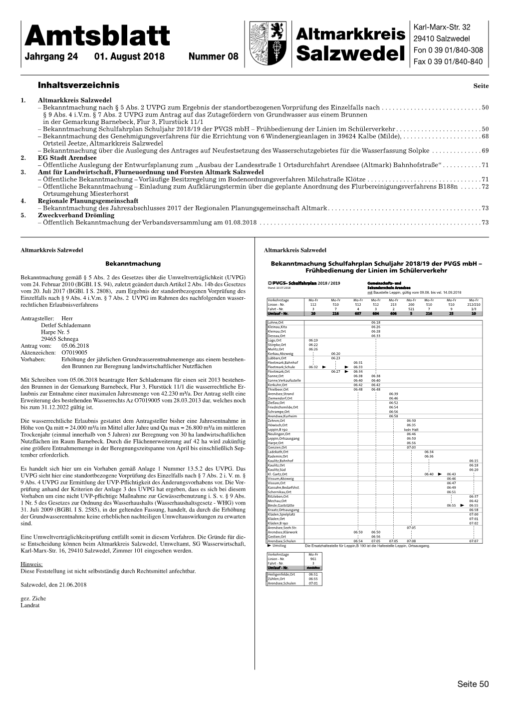 Amtsblatt Altmarkkreis 29410 Salzwedel Fon 0 39 01/840-308 Jahrgang 24 01