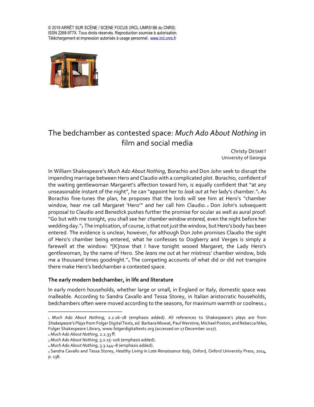 Much Ado About Nothing in Film and Social Media Christy DESMET University of Georgia