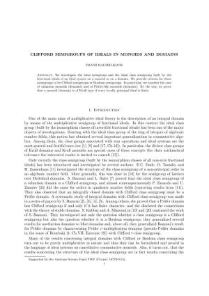 Clifford Semigroups of Ideals in Monoids and Domains 11