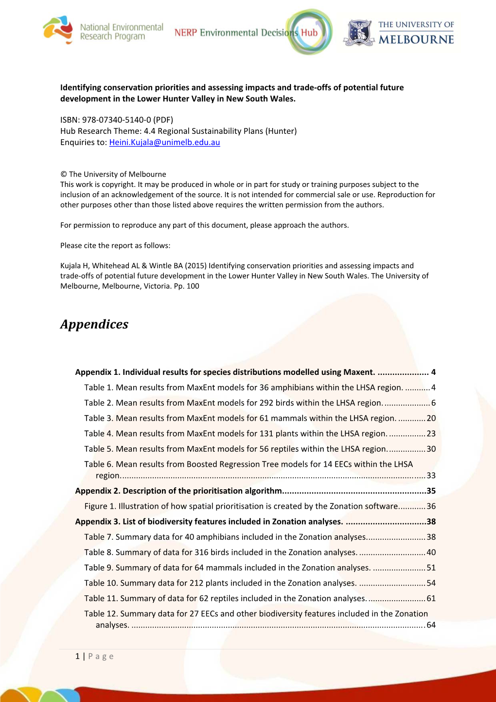 Identifying Conservation Priorities and Assessing Impacts and Trade-Offs Of