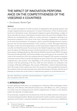 ANCE on the COMPETITIVENESS of the VISEGRAD 4 COUNTRIES ▪ Eva Ivanová, Martin Čepel