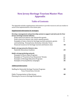 New Jersey Heritage Tourism Master Plan Appendix
