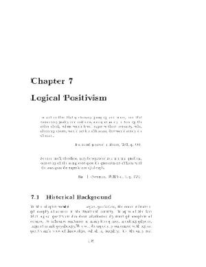 Chapter 7 Logical Positivism