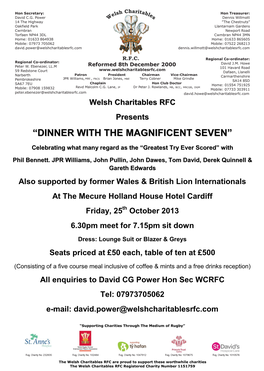 Welsh Charitables RFC Poster