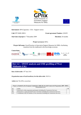 Del. 1.2 - SWOT Analysis and SME Profiling of West Midlands (UK)